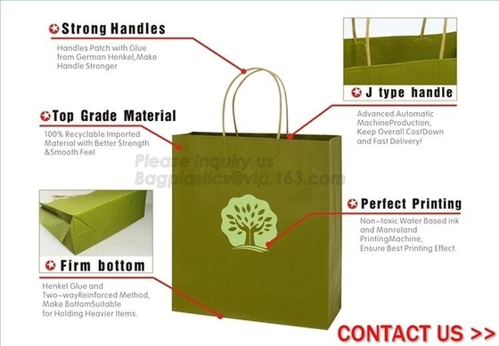 Paper Gift Bags With Handles Matte Tote Paper Bags, Shopping Bags, Kraft Bags, Retail Bags, Party Bags